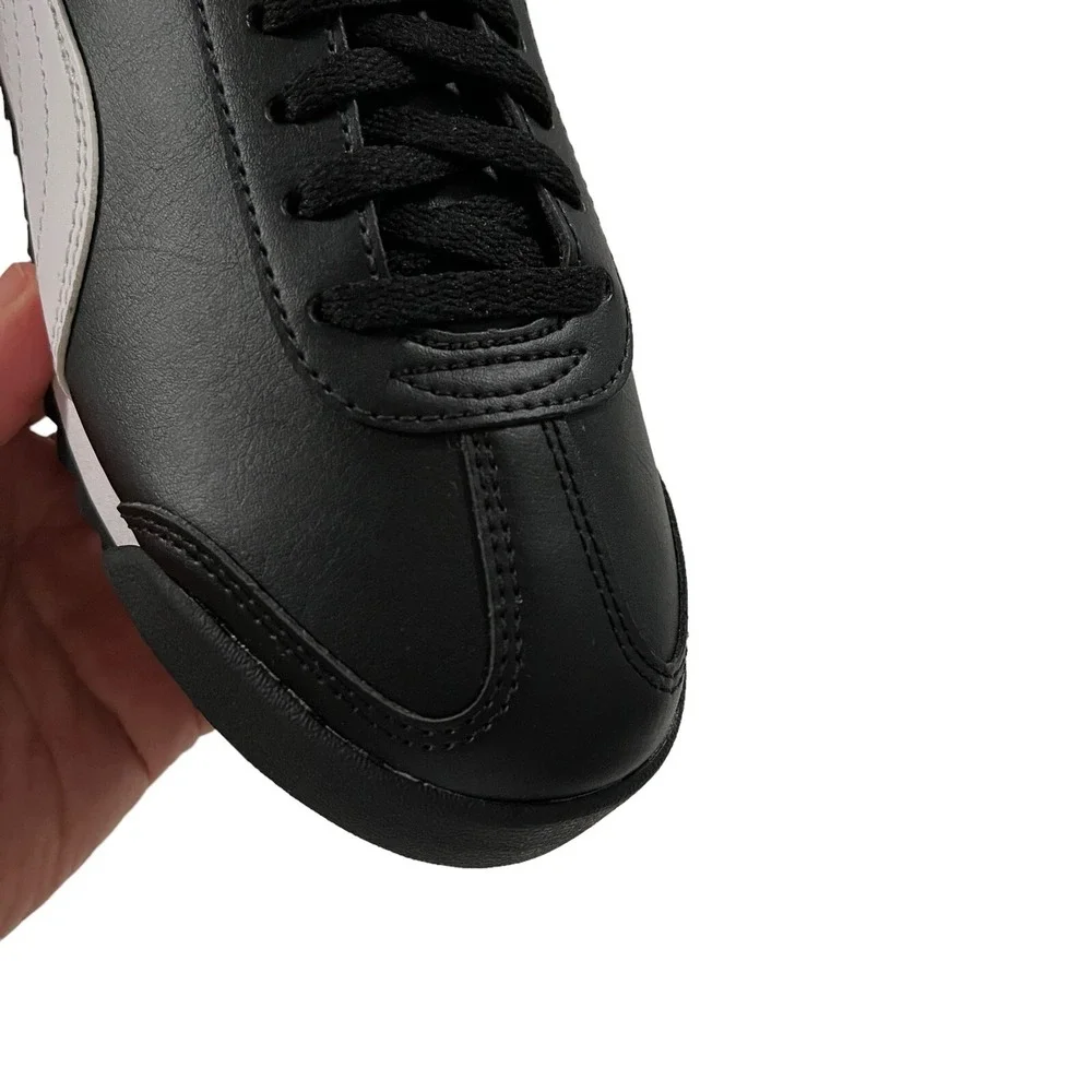 Puma Roma Mens Youth Boys Low Top Sneakers Size 7 Black-White Lace‎ Up Shoes